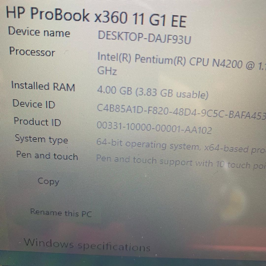UK USED: HP ProBook 11 EE x360 – Convertible – Intel pentium – 4gb ram – 128GB – Touchscreen - Image 6