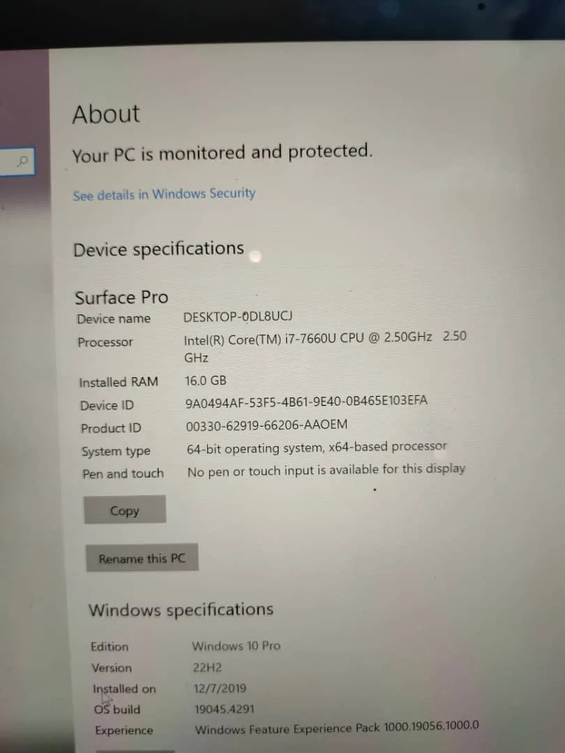 Uk Used Microsoft Surface pro 5 – core i7 – 512gb SSD -16gb ram - Image 6