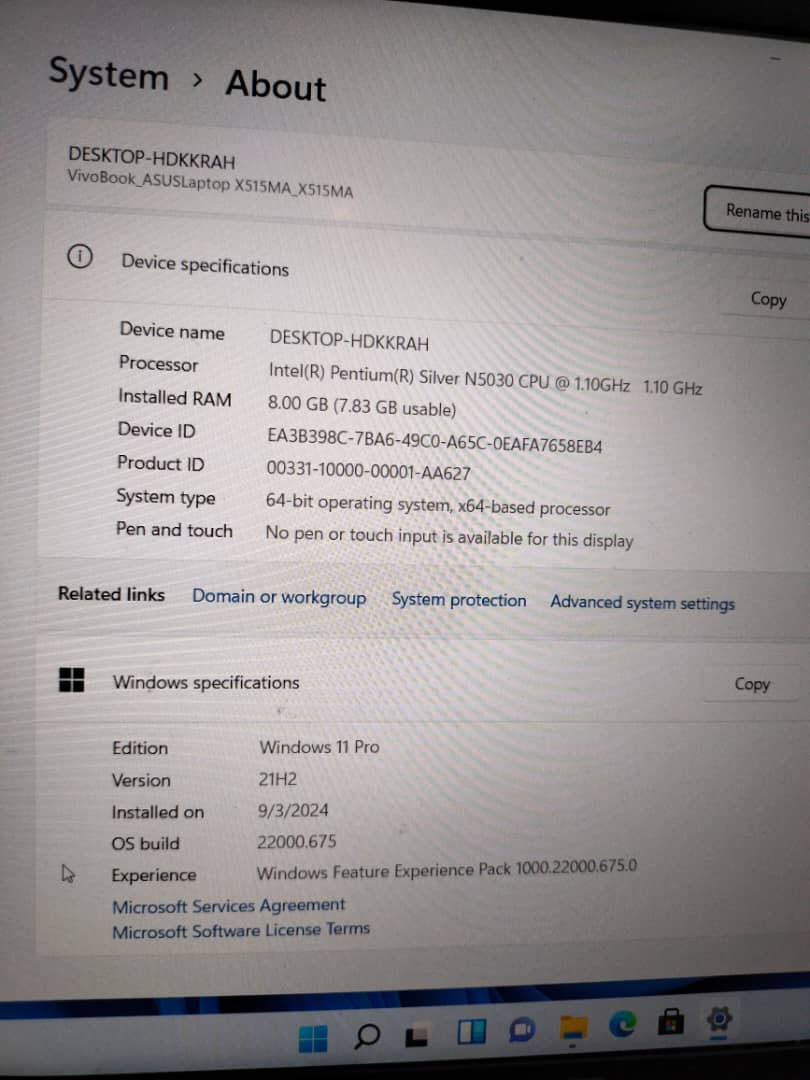 UK Used Asus Intel Pentium Vivobook_Laptop N5030 SSD 256GB - Image 7