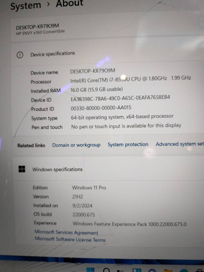 UK Used HP Envy Notebook X360- 8th Gen. Intel Core i7 – Keypad Light – Touchscreen – UHD Display Resolution Windows11 pro 1Tb HDD – 16GB RAM 8GB Total Graphics Ultrabook PC - Image 6