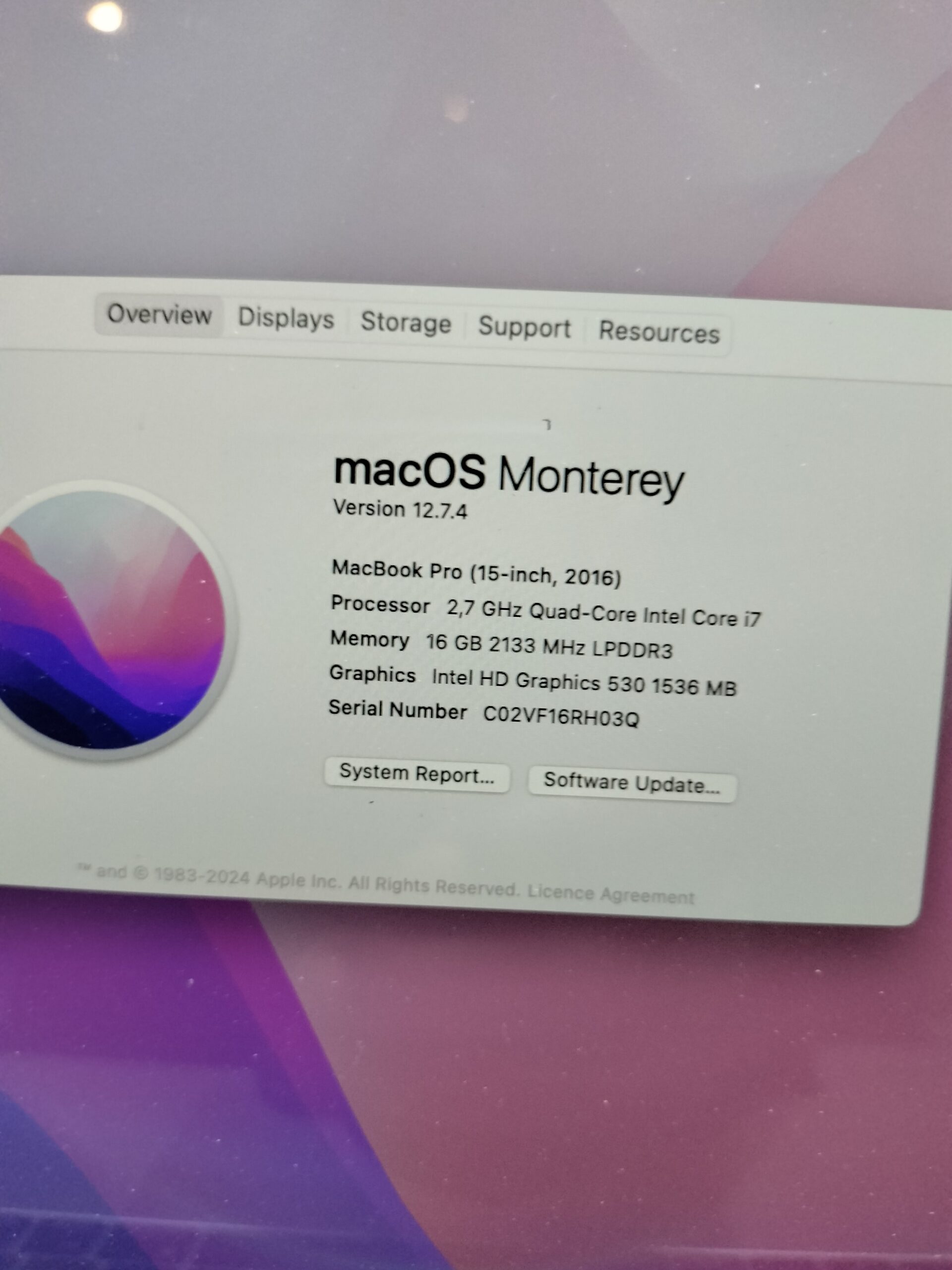 Apple MacBook Pro 2016 - Intel Core i7 - 512GB SSD - 16GB RAM