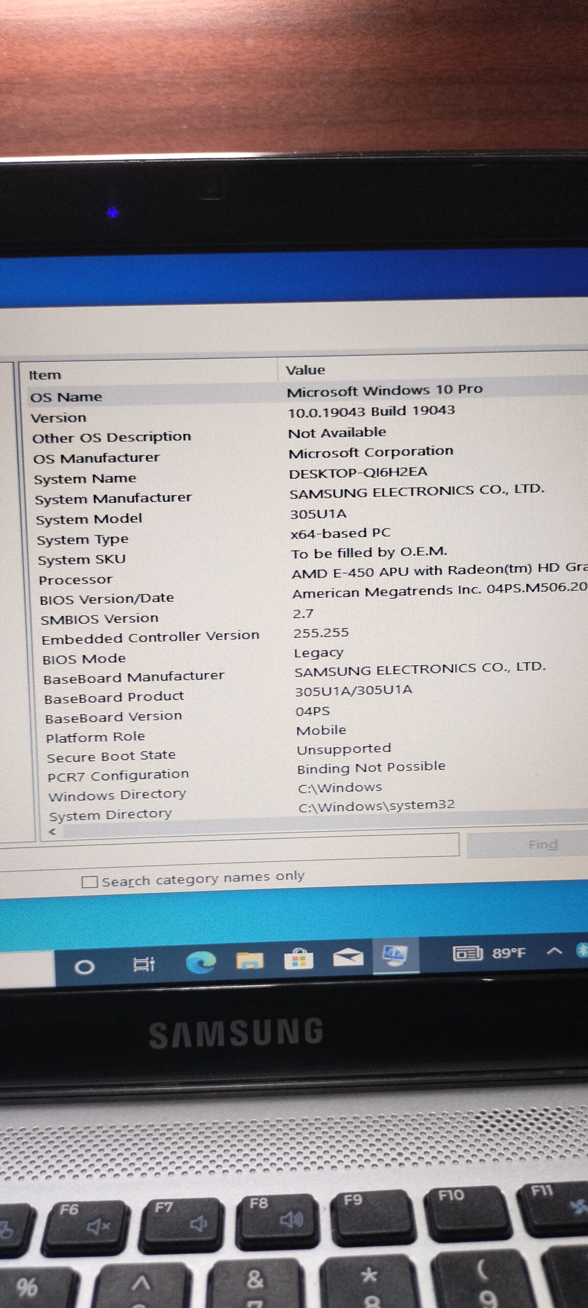 Samsung 305U1A– AMD E-450 (Radeon) – 500GB HDD – 4GB Ram – Windows 10 Pro( 64 bit ) - 11" - Image 6