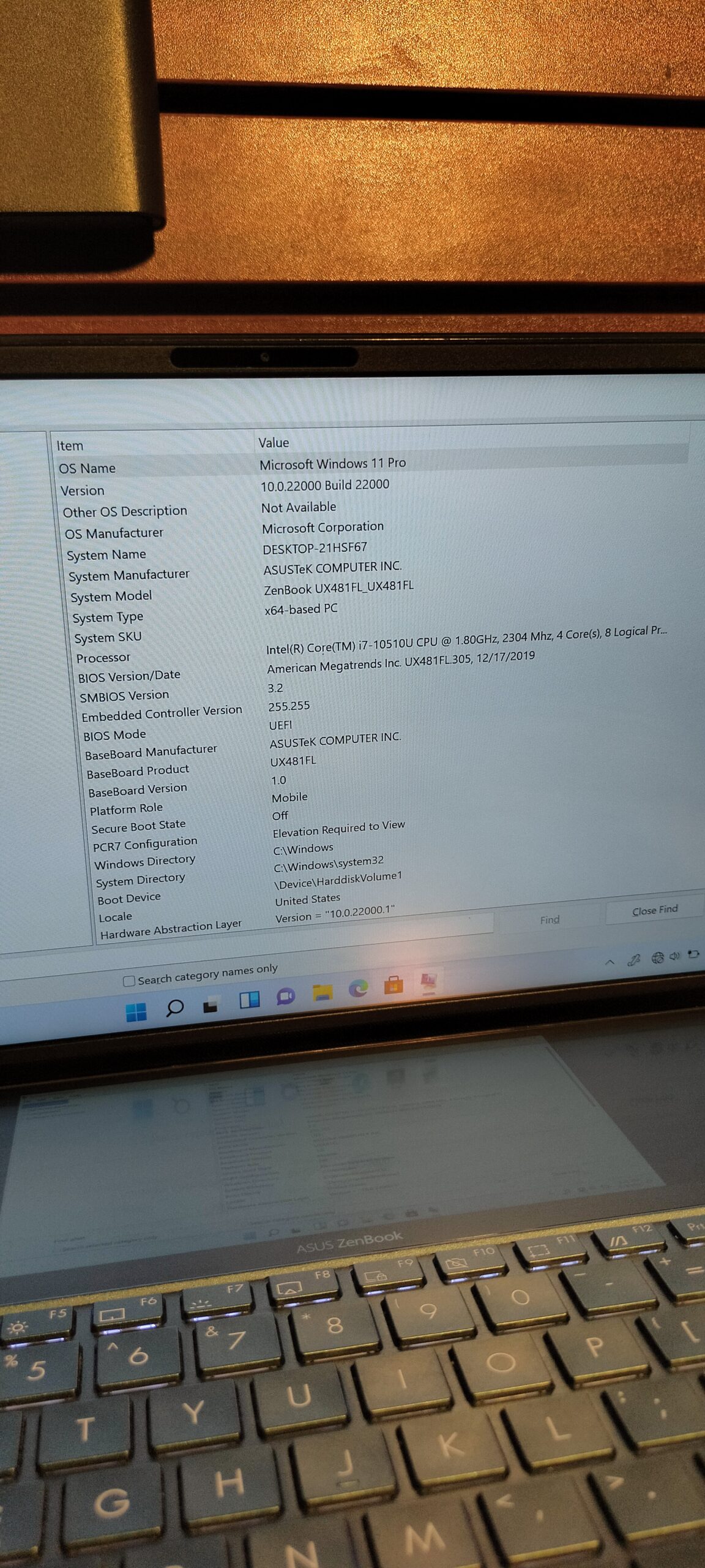 Asus ZenBook UX481FL_UX481FL – Intel Core i7 (1.8GHz) -10th Gen – 1TB SSD – 16GB Ram - Image 5