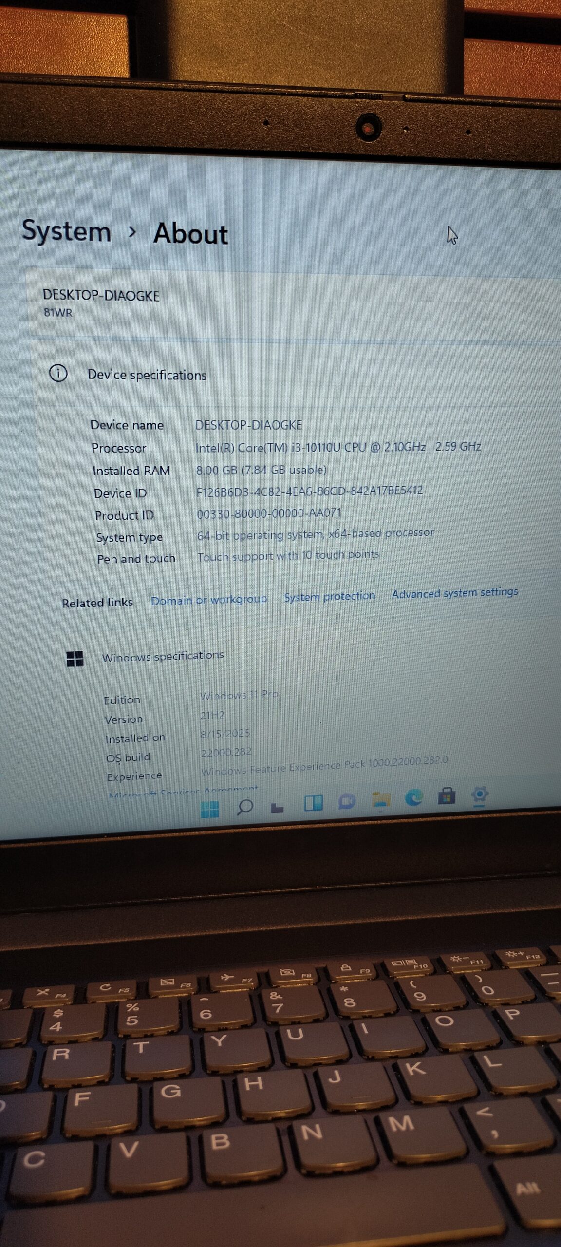 Lenovo IdeaPad 3-15IML05 – Intel Core i3 (2.1GHz) – 10th Gen – 256GB SSD – 4GB Ram – Windows 11 Pro - Image 4