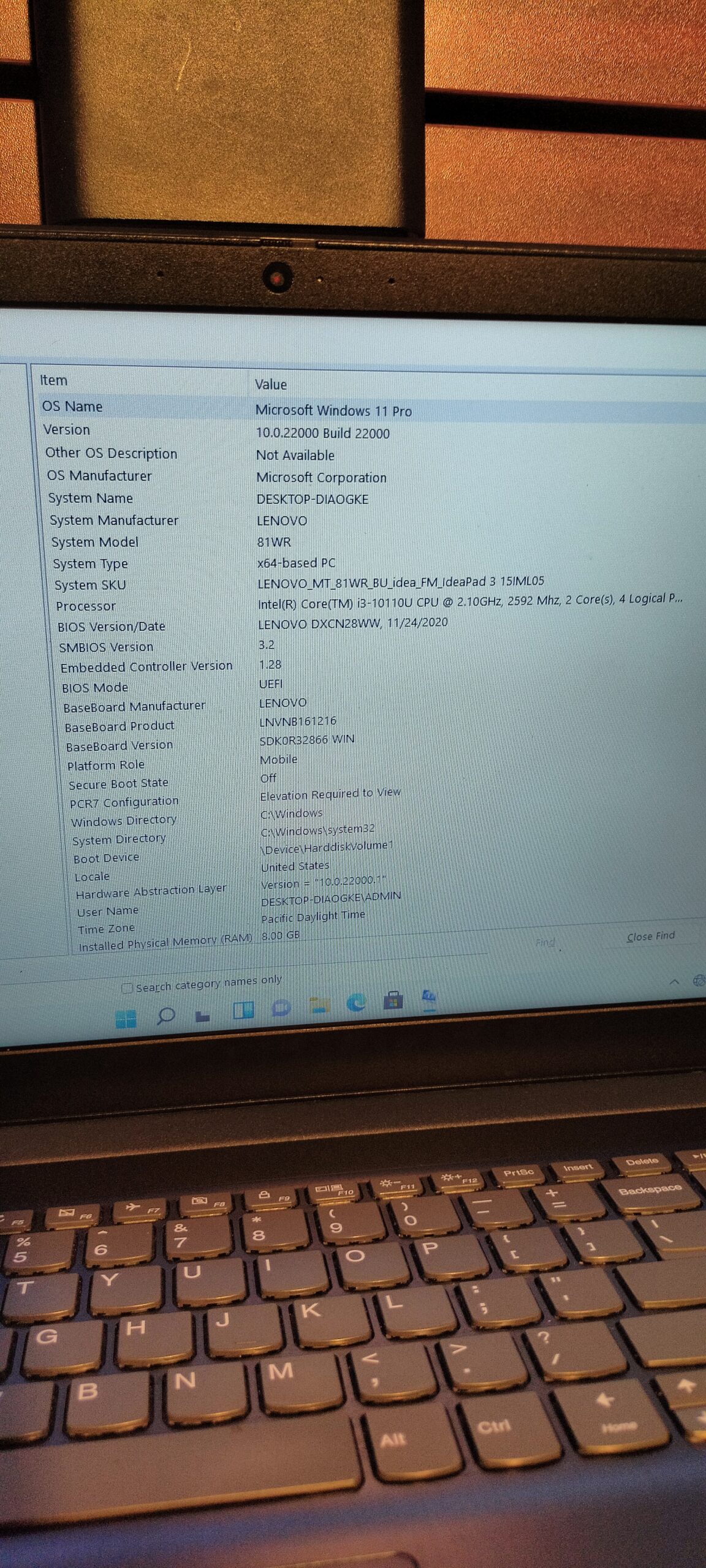 Lenovo IdeaPad 3-15IML05 – Intel Core i3 (2.1GHz) – 10th Gen – 256GB SSD – 4GB Ram – Windows 11 Pro - Image 7